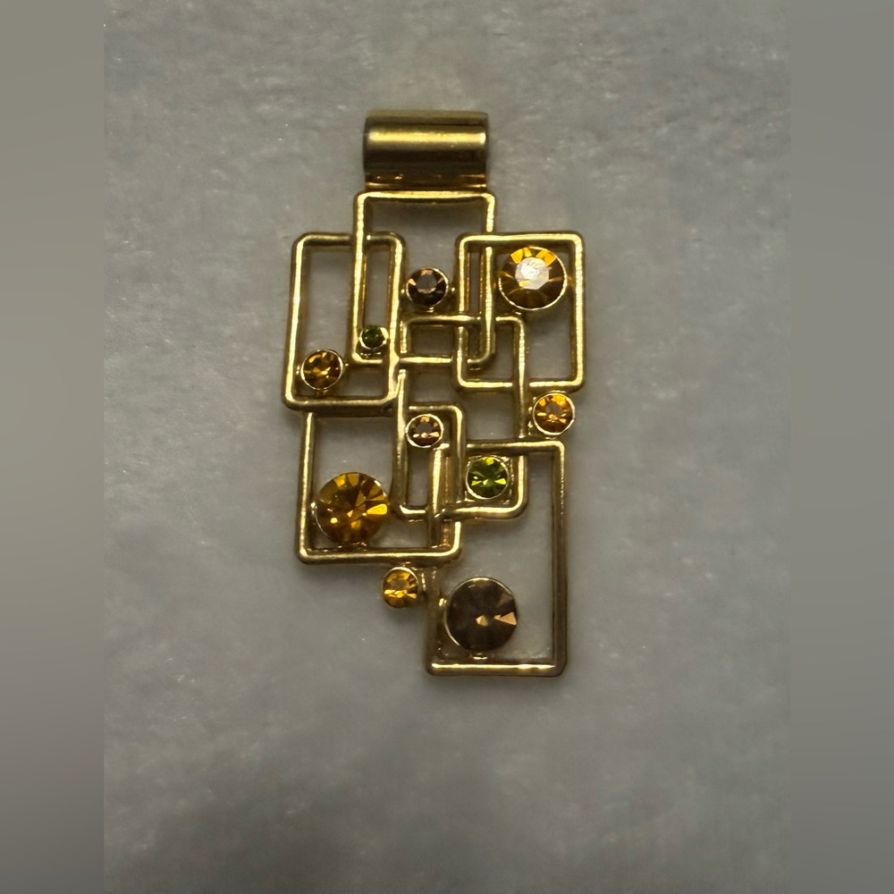 Geometric Fall Charm w/ Green, Gold & Brown Gemstones 4” 🍂💚